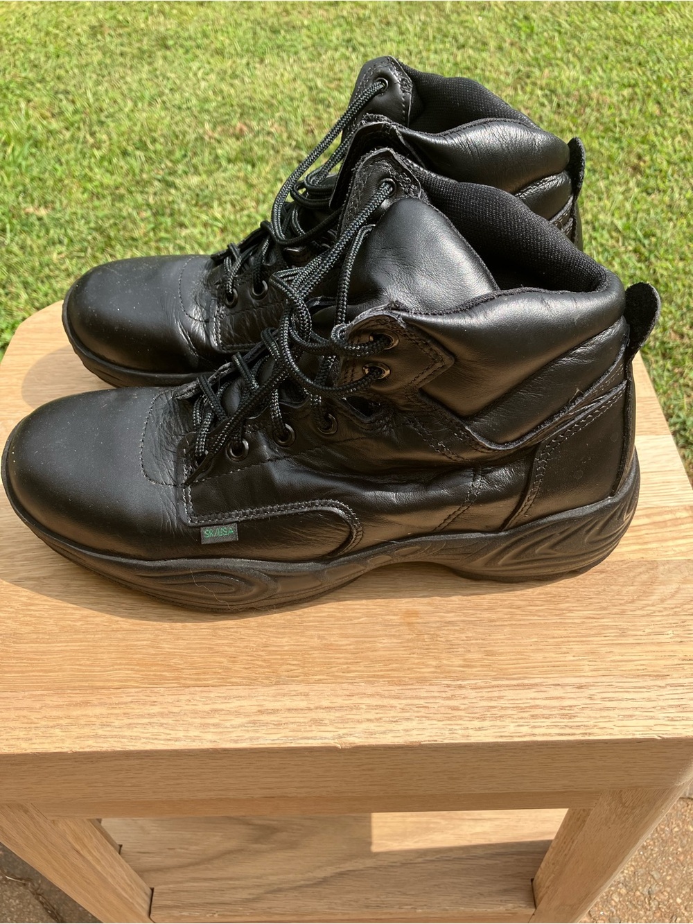 Reebok Black Men's Lace-Up Leather Postal Work Boots